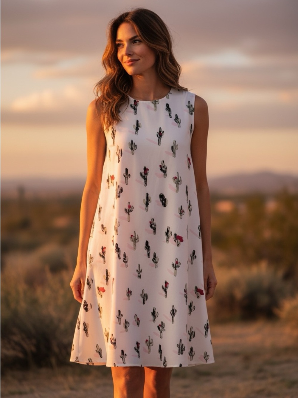 Kenzo Cartoon Cactus Sleeveless Shift Dress